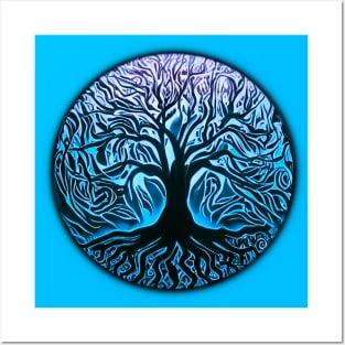 Tree of Life Circle 2 Blue Posters and Art